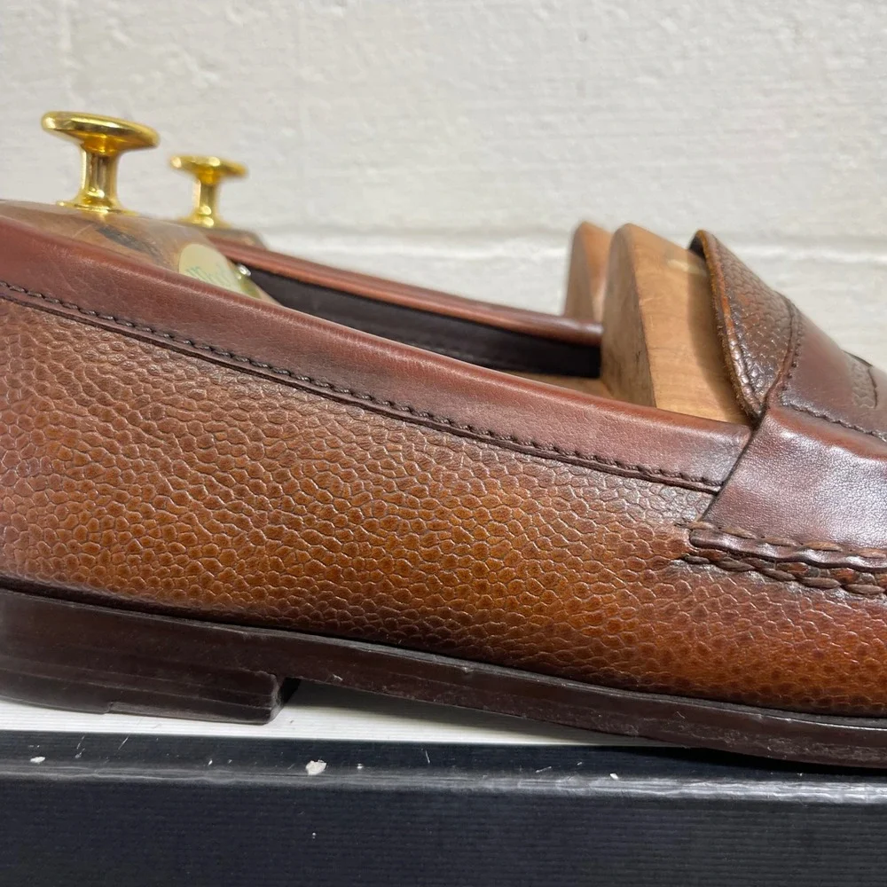 Cole Haan Nike Air C08915 Brown‎ Pebbled Leather Penny Loafers Dress Men's 10 M